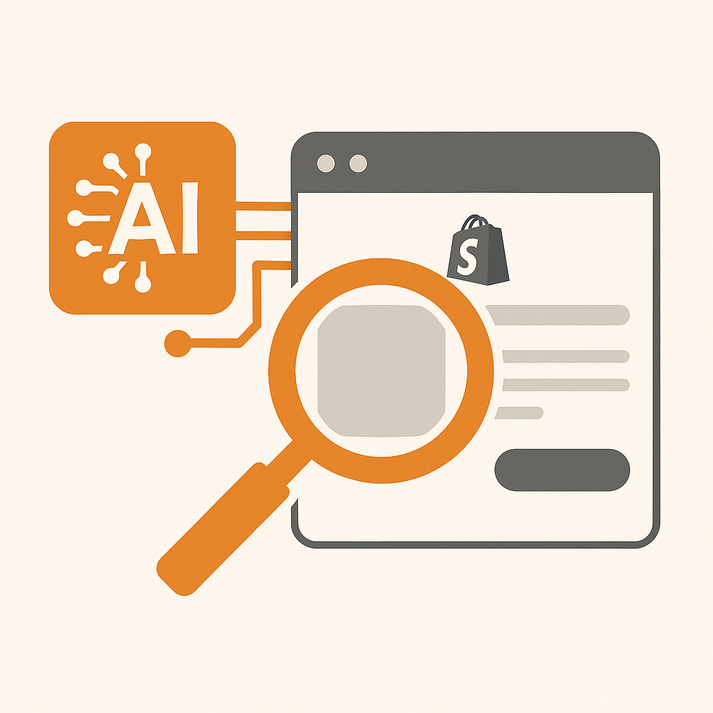 AI engine analyzing Shopify store structure for visibility